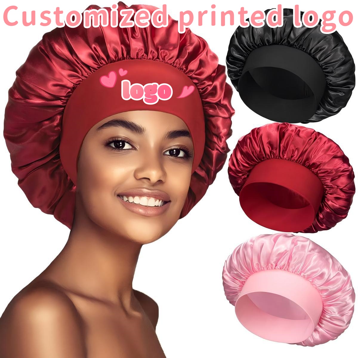 Hair Care Logo - Topi Tidur Wanita Satin Polos Berpinggiran